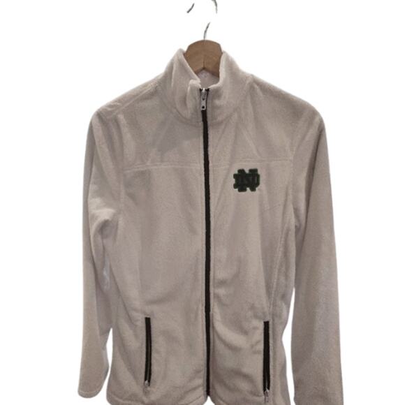 Notre Dame White Soft Faux Fur Sherpa Zip Front Jacket in White Size M - Picture 5 of 5